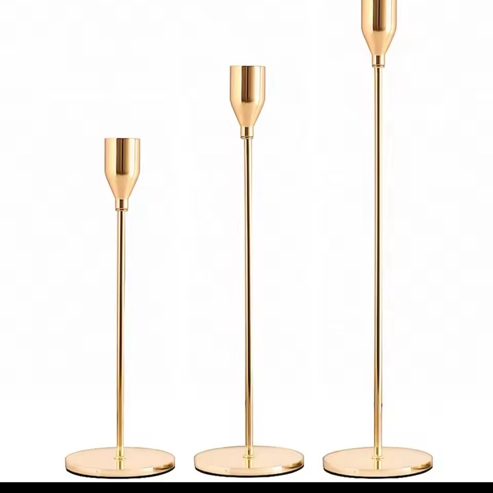 Candle holder gold plated set of three